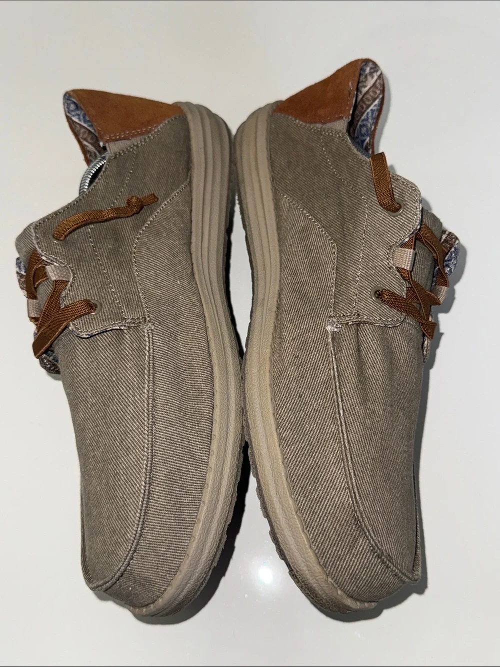 SKECHERS Relax Fit Melson-Planon Taupe Canvas Lace Up Shoes 210116 Size 12